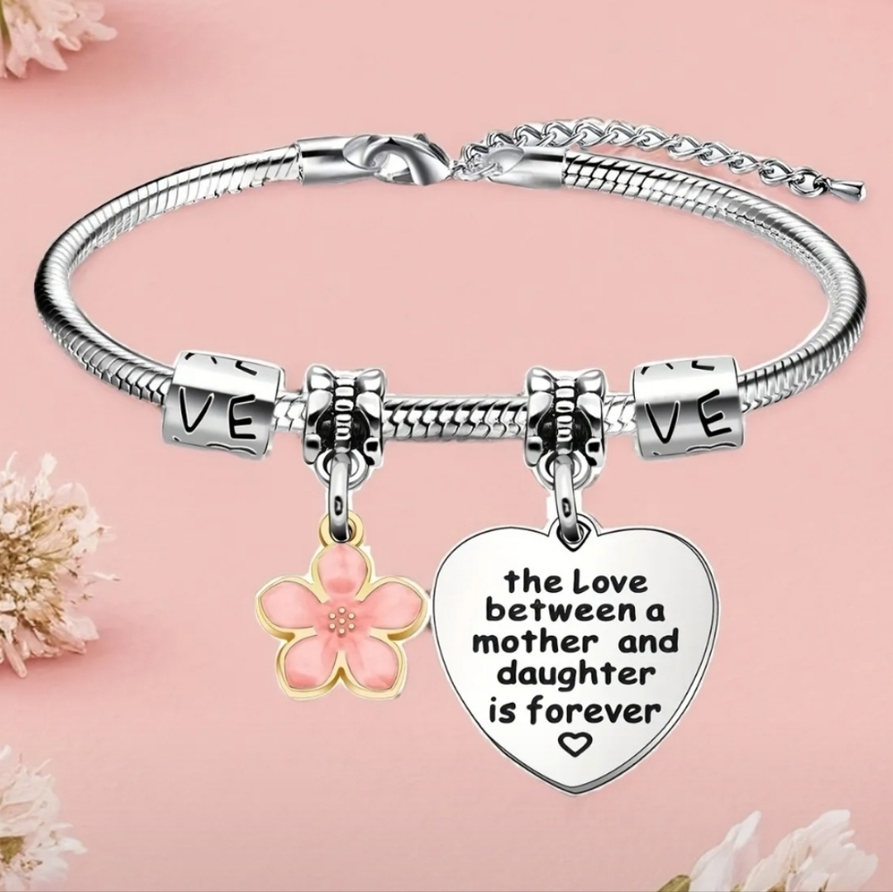 💍 Mother & Daughter Love 💕 Forever Silver Charm Bracelet Mother Daughter Gift